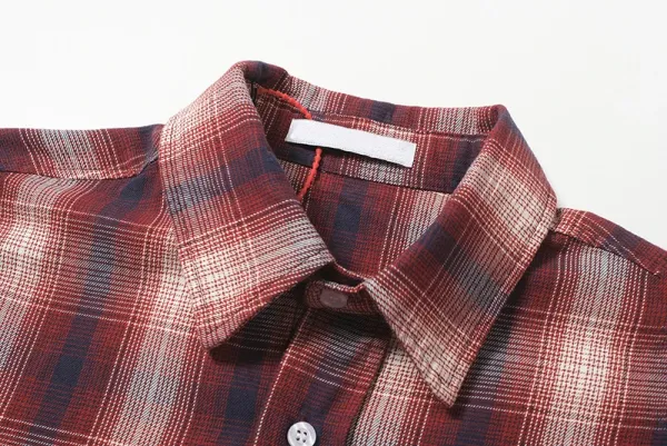 Design Oversized Short-Sleeve Plaid Shirt in Red and Navy - 6