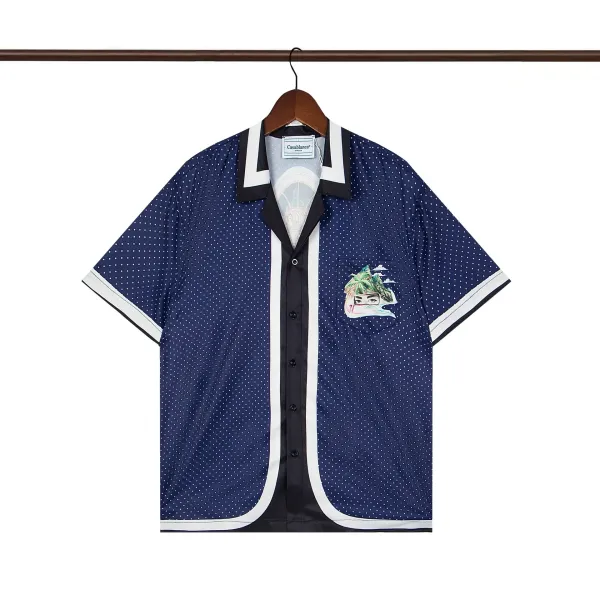 Casablanca Polka Dot Resort Shirt Navy - 1