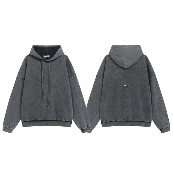 Design Acid Wash Gray Oversized Hoodie - 1