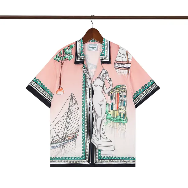 Casablanca Resort Print Pink Silk Shirt - 1