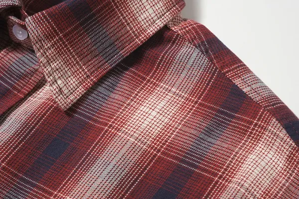 Design Oversized Short-Sleeve Plaid Shirt in Red and Navy - 7