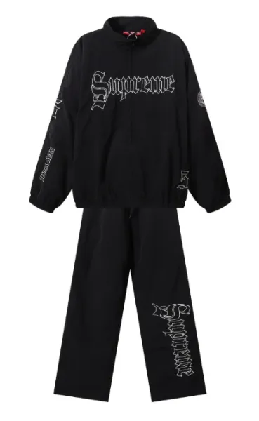 Supreme Gothic Logo Windbreaker and Pants Set Black Tracksuit - 1