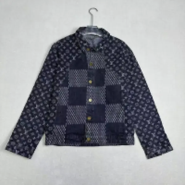 Design Patchwork Indigo Denim Jacket - 5