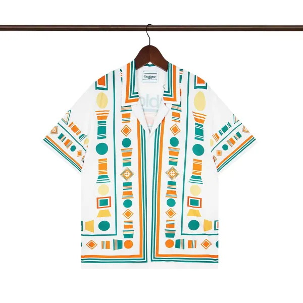 Casablanca几何印花短袖衬衫 White Multicolor Shirt - 1