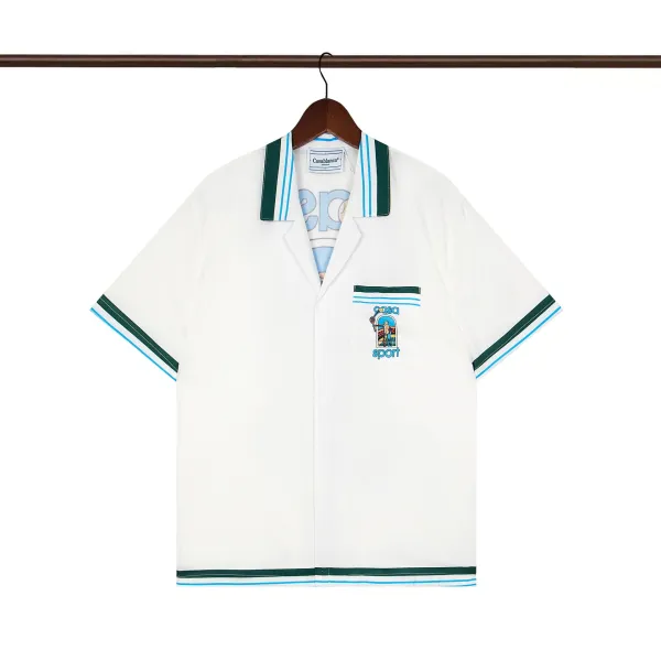 Casablanca Casa Sport White Green Blue Short-Sleeve Shirt - 1