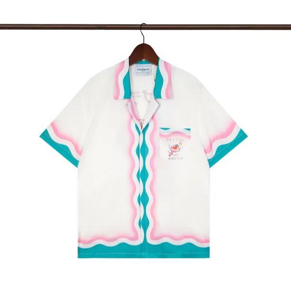 Casablanca x Table Tennis Club Wave Print Shirt White Pink Teal - 1