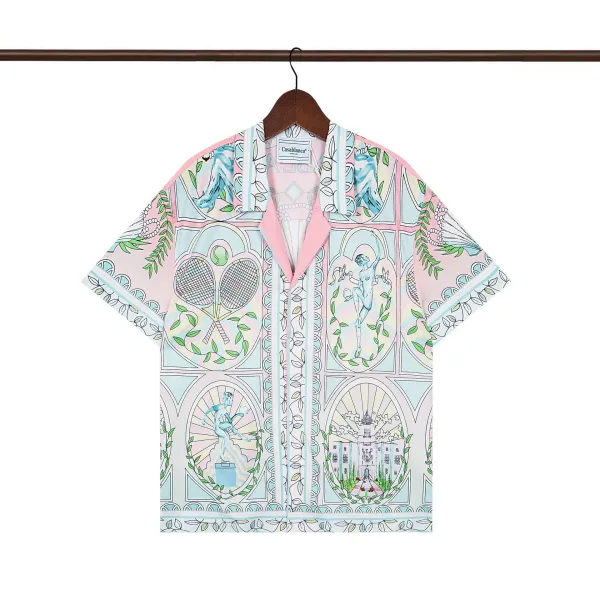 Casablanca Tennis Motif Printed Short-Sleeve Shirt Multicolor - 1