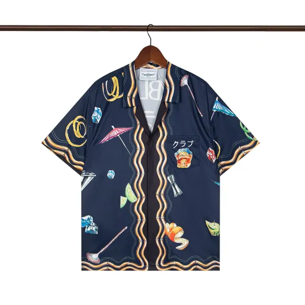 Casablanca Club Print Navy Short-Sleeve Shirt - 1