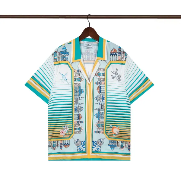 Casablanca Cityscape Print Short-Sleeve Shirt Multicolor - 1