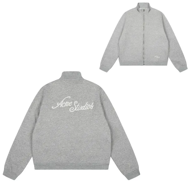 Acne Studios Script Logo Zip-Up Jacket Gray - 1