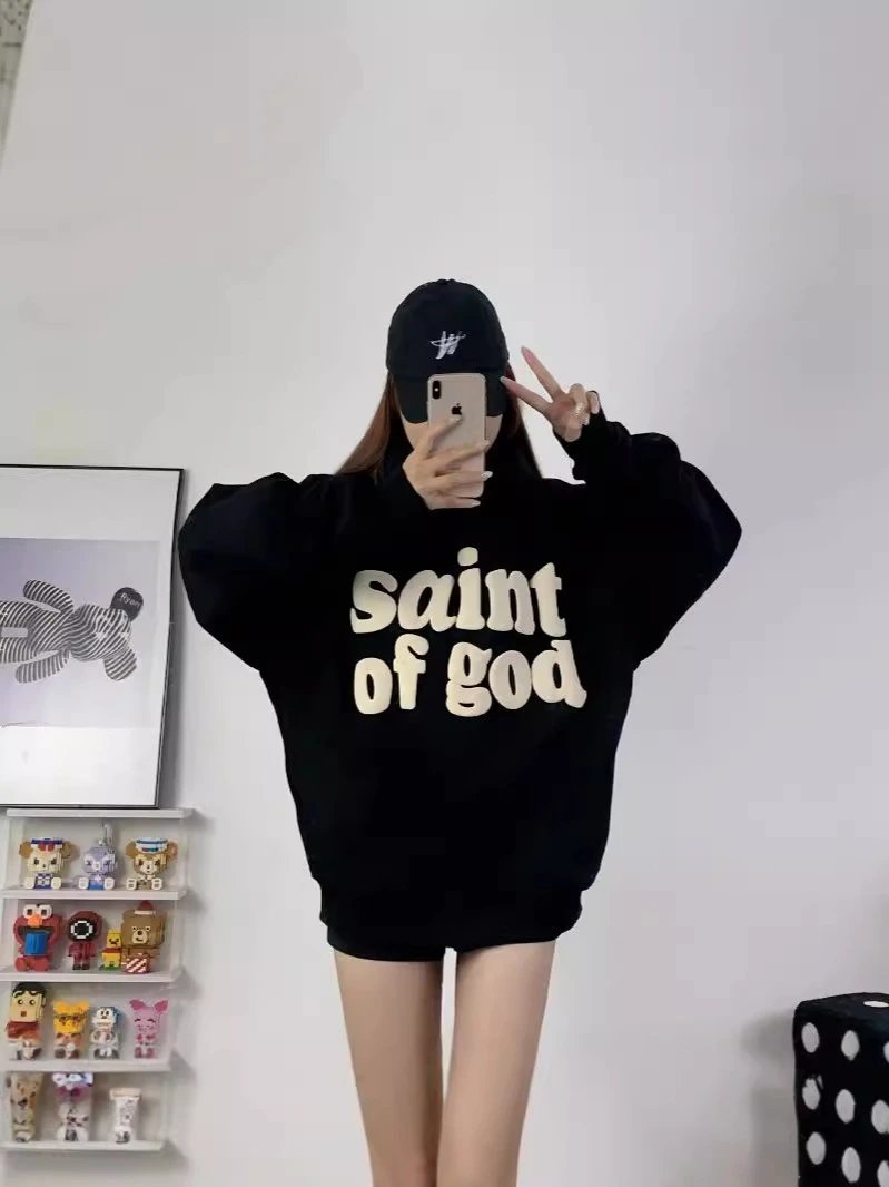 Saint Tears Saint of God Oversized Black Hoodie
