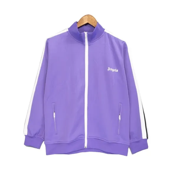 Palm Angels Track Jacket Purple with White Stripes Outerwear - 1