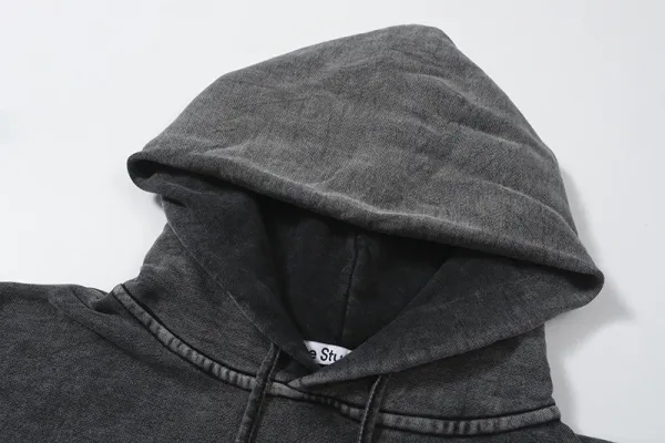 Design Acid Wash Gray Oversized Hoodie - 4