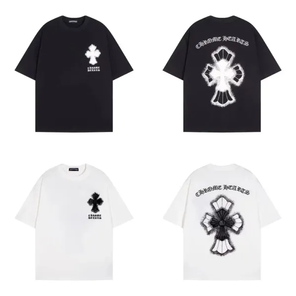 Chrome Hearts Cross Print Oversized T-Shirt Black and White - 1