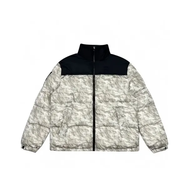Moncler Genius Crumpled Print Down Jacket Black and Gray - 1