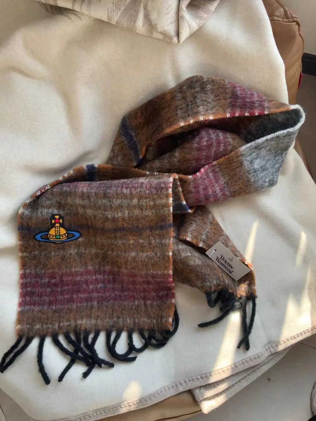 Vivienne Westwood Orb Stripe Cashmere Scarf - 10