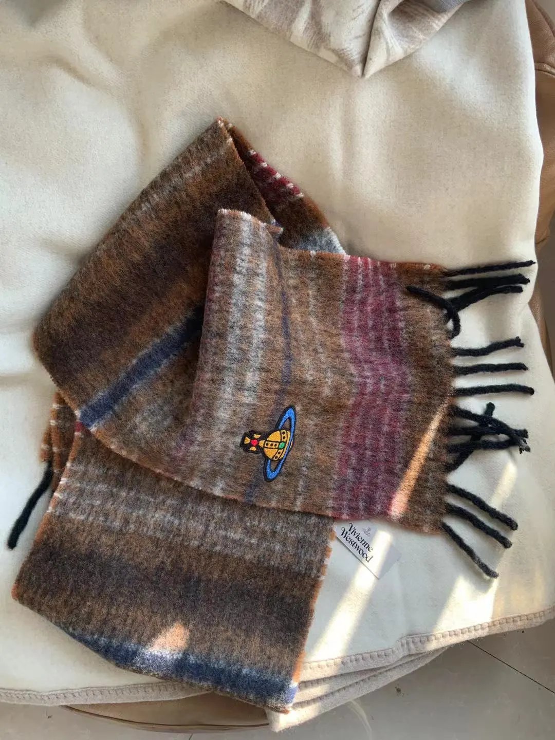 Vivienne Westwood Orb Stripe Cashmere Scarf - 11