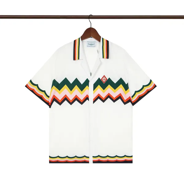 Casablanca Zigzag Print White Short-Sleeve Shirt - 1