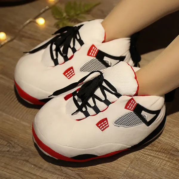 Air Jordan 4 Inspired Slippers White Red Black Slip-On Slippers - 1