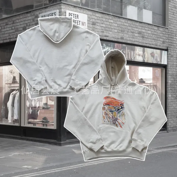 Design Streetwear Hoodie with Abstract Eagle Print Beige Hoodie - 1