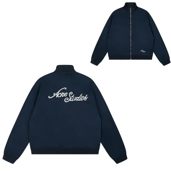 Acne Studios Logo Embroidered Navy Track Jacket - 1