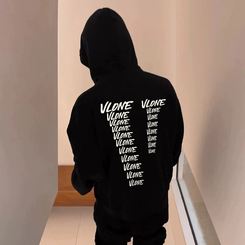 VLONE Autumn/Winter Fleece-Lined Loose Hooded Sweatshirt