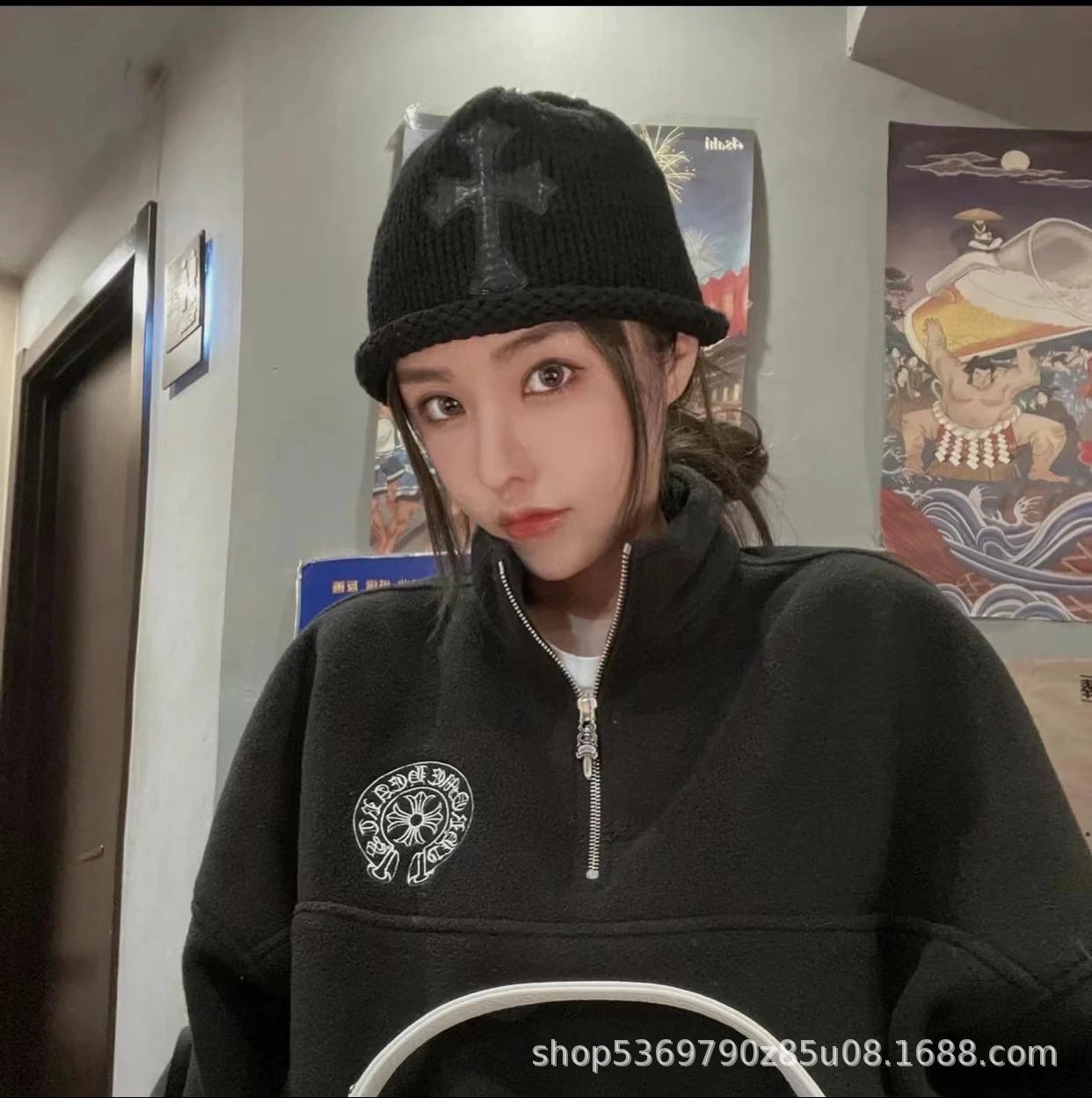 Chrome Hearts Half-Zip Fleece Pullover Navy - 15