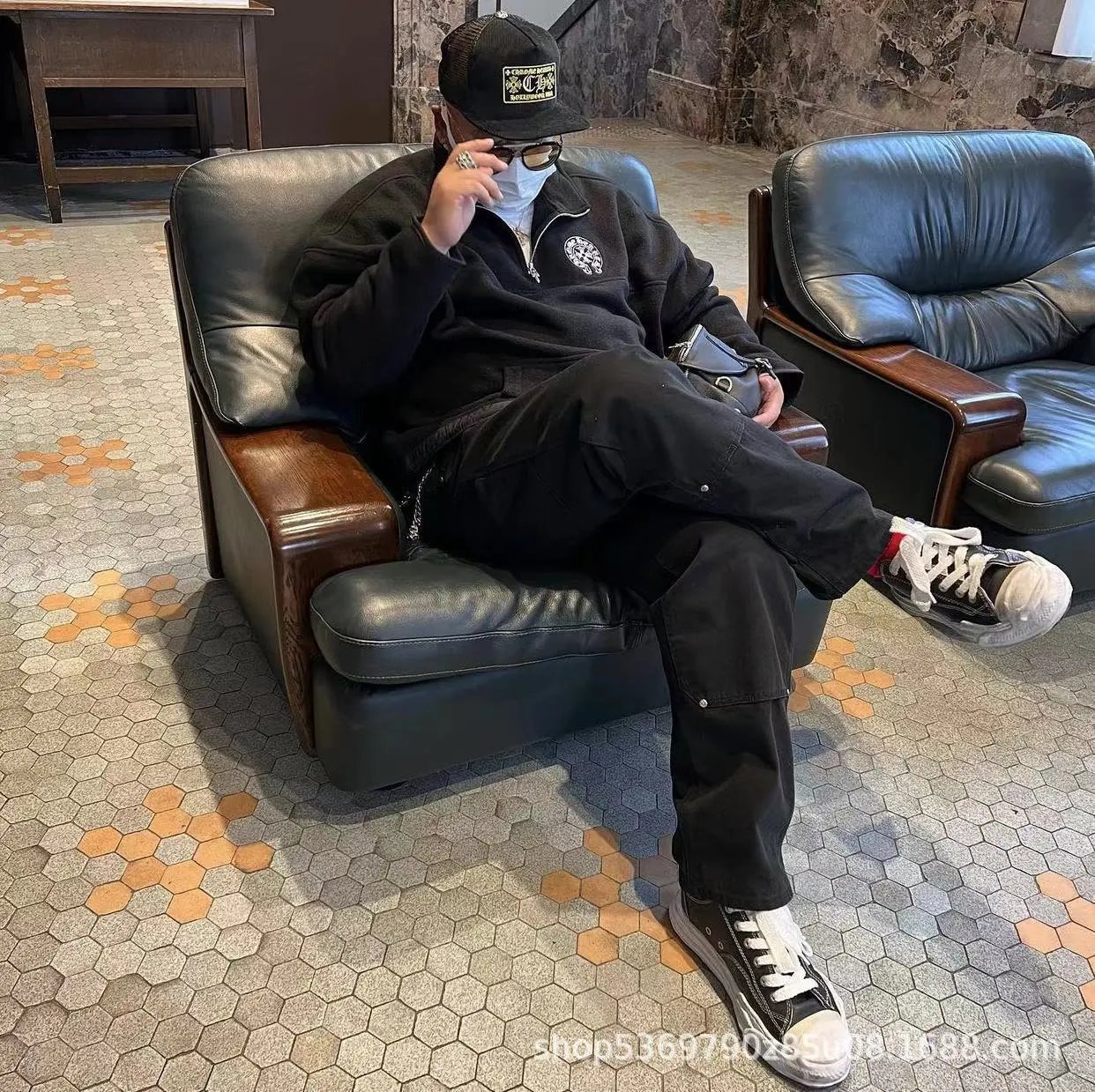 Chrome Hearts Half-Zip Fleece Pullover Navy - 23