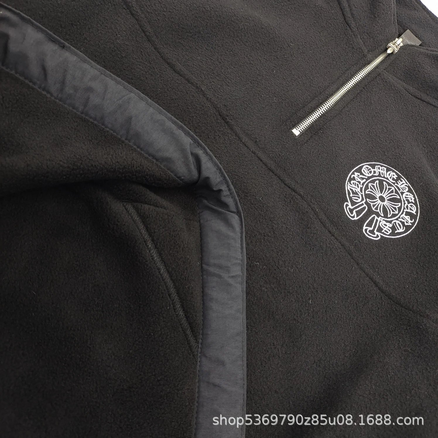 Chrome Hearts Half-Zip Fleece Pullover Navy - 6