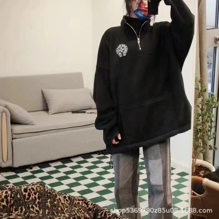 Chrome Hearts Half-Zip Fleece Pullover Navy - 11