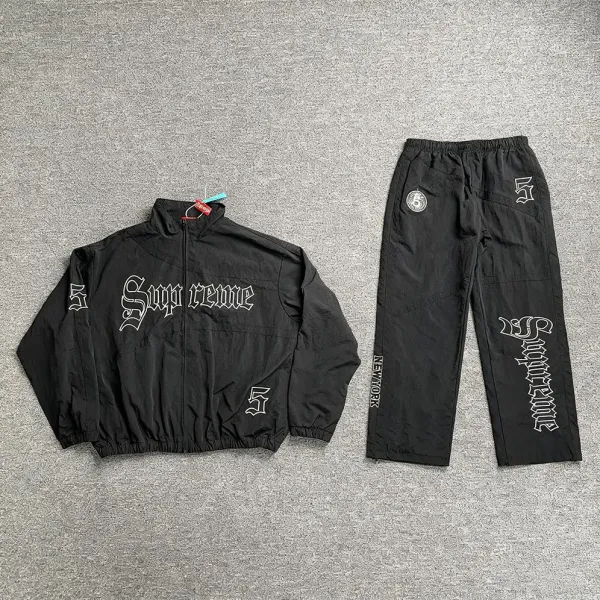 Supreme Gothic Logo Windbreaker and Pants Set Black Tracksuit - 1