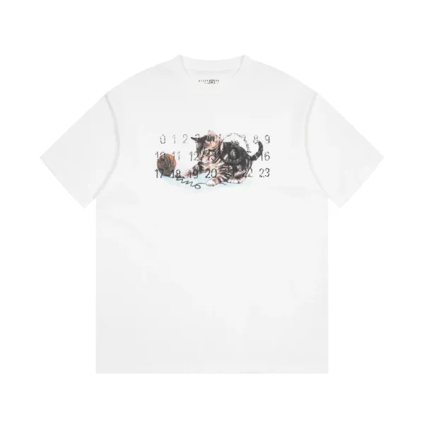Maison Margiela Tabi Cat Print White T-Shirt - 1