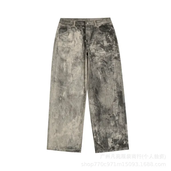 Design Metallic Silver Wide-Leg Jeans - 10