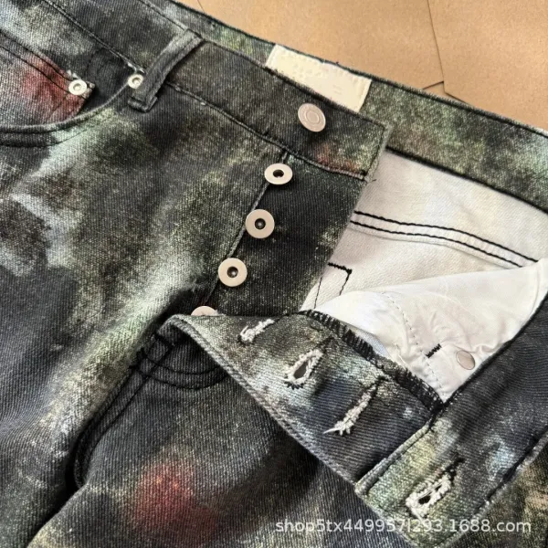 Multicolor Abstract Print Relaxed Fit Jeans - 7