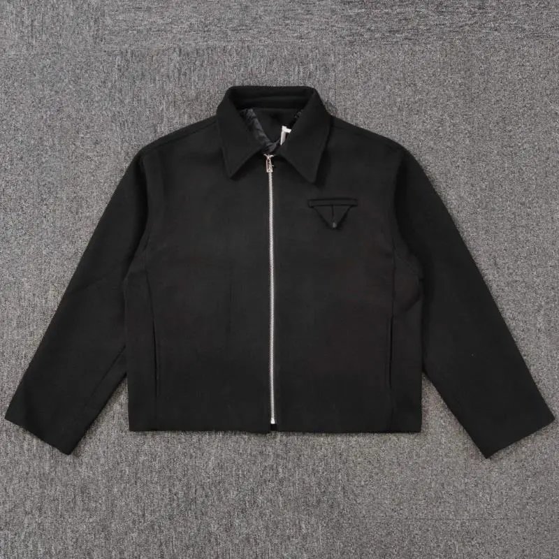 B cotton-wool short zip-up jacket
