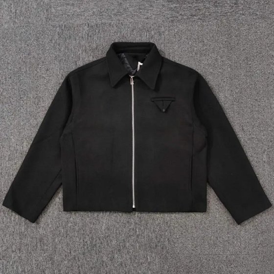 B cotton-wool short zip-up jacket
