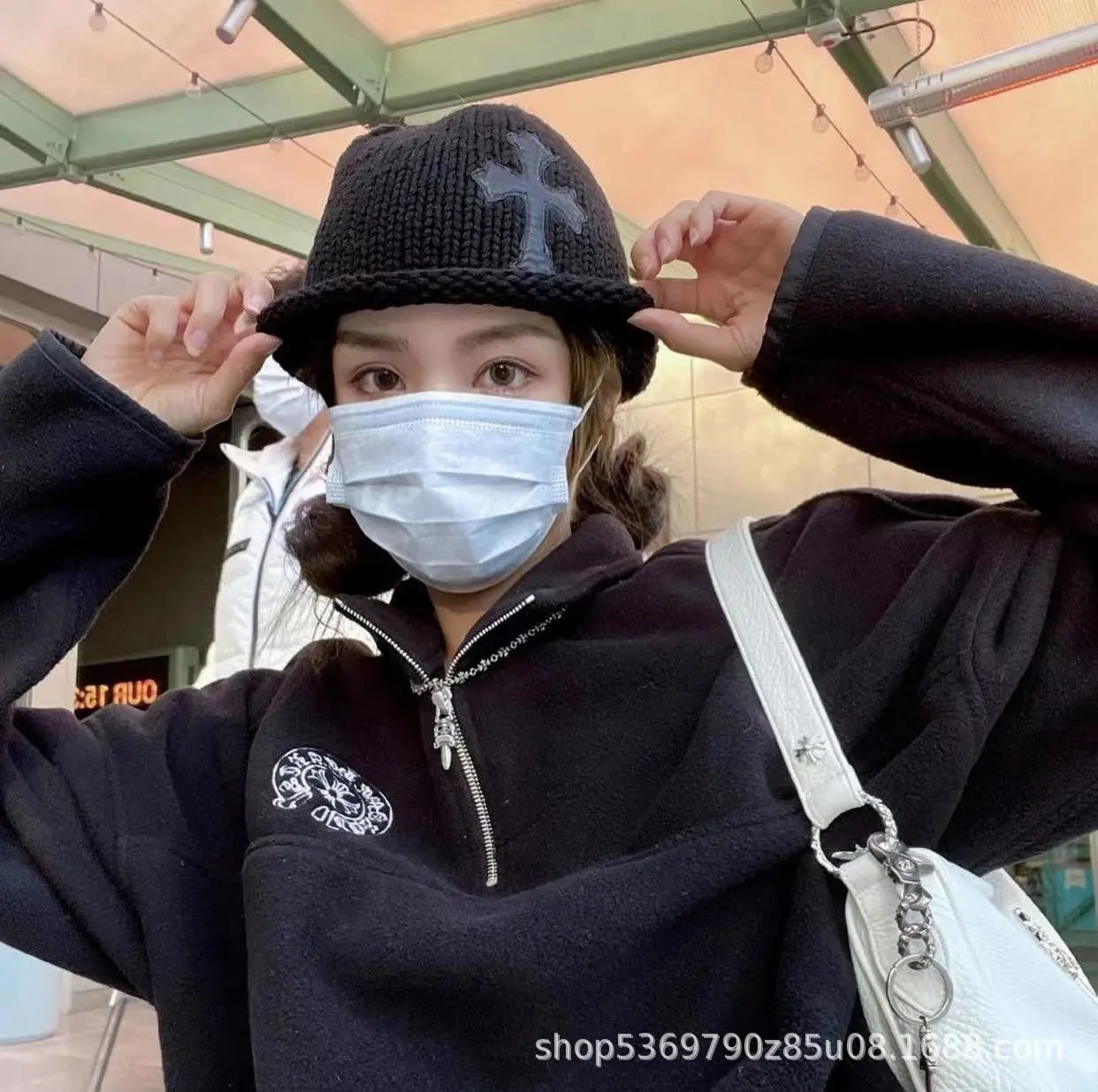 Chrome Hearts Half-Zip Fleece Pullover Navy - 9