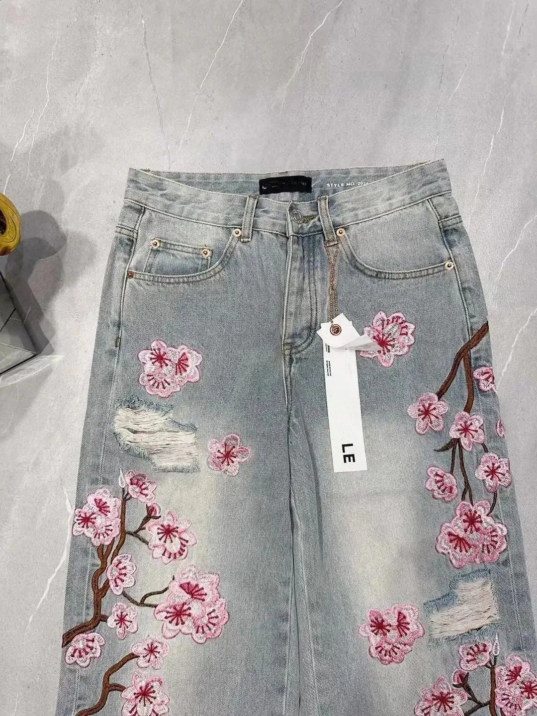 Cherry Blossom Embroidered Denim Jeans photo 8