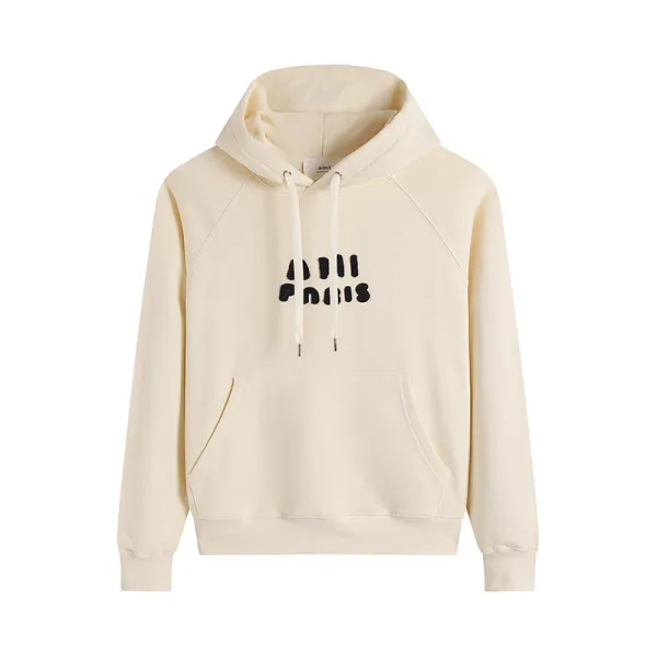 Ami Paris Logo Hoodie Beige Hoodie - 1