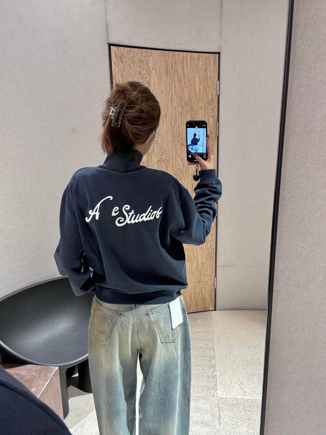 A Bathing Ape Studios Logo Pullover Navy Blue Hoodie - 6