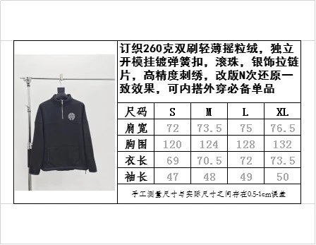 Chrome Hearts Half-Zip Fleece Pullover Navy - 3