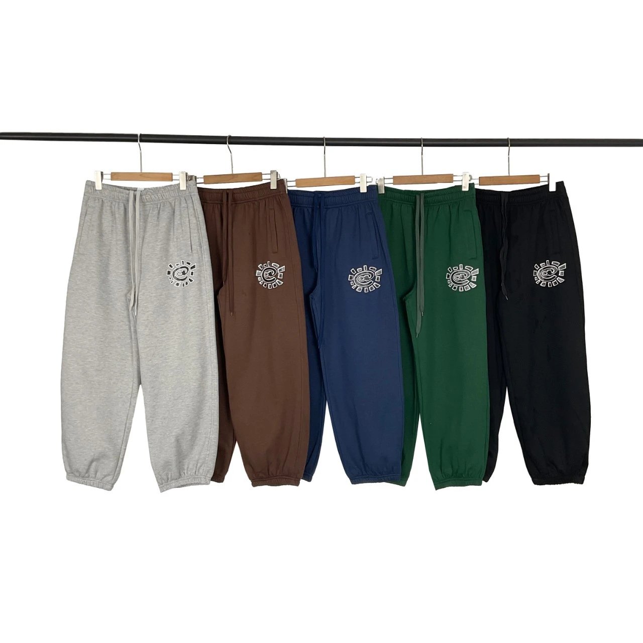 Sun-Print Fleece-Lined Casual Pants