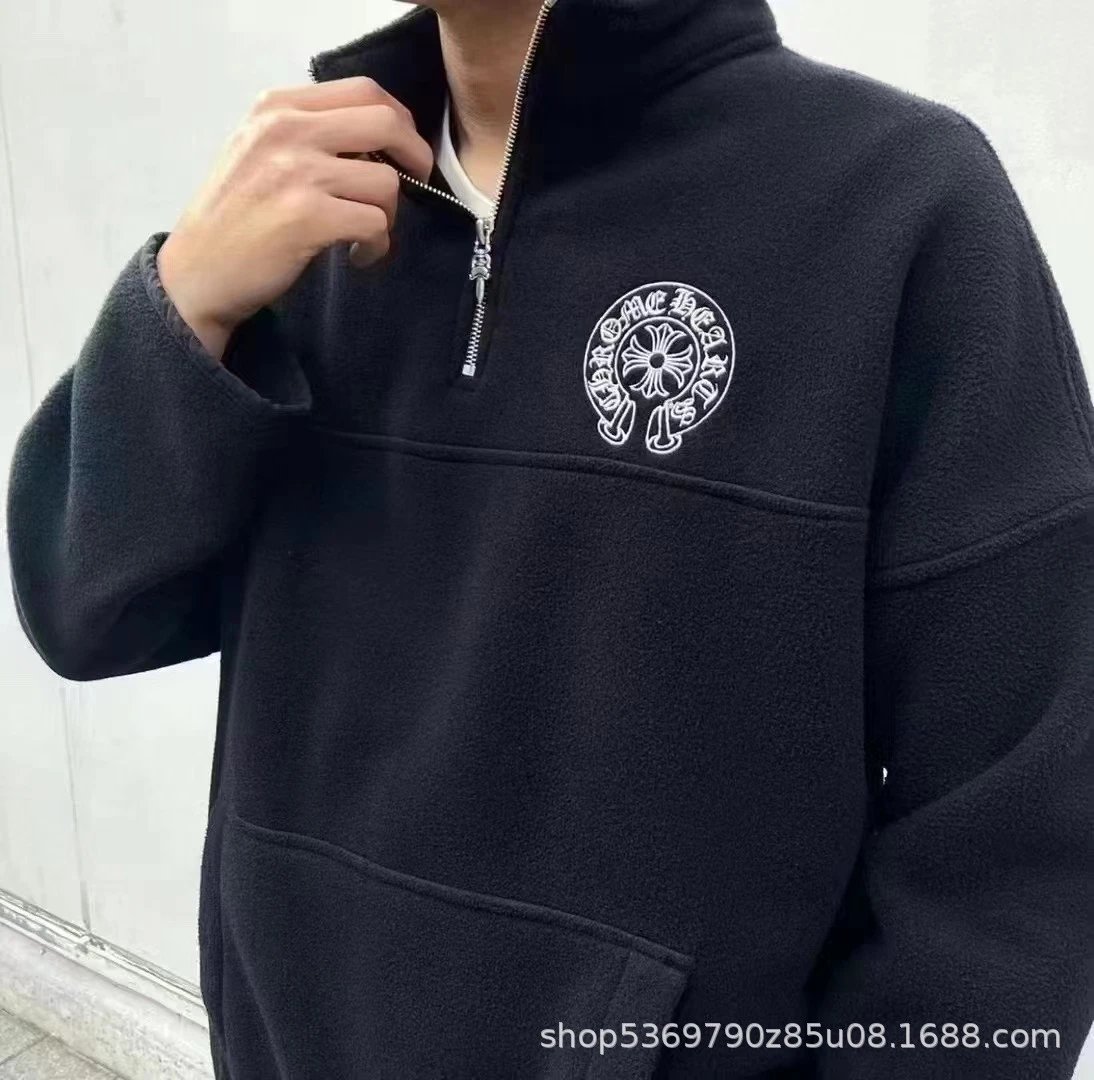 Chrome Hearts Half-Zip Fleece Pullover Navy - 16