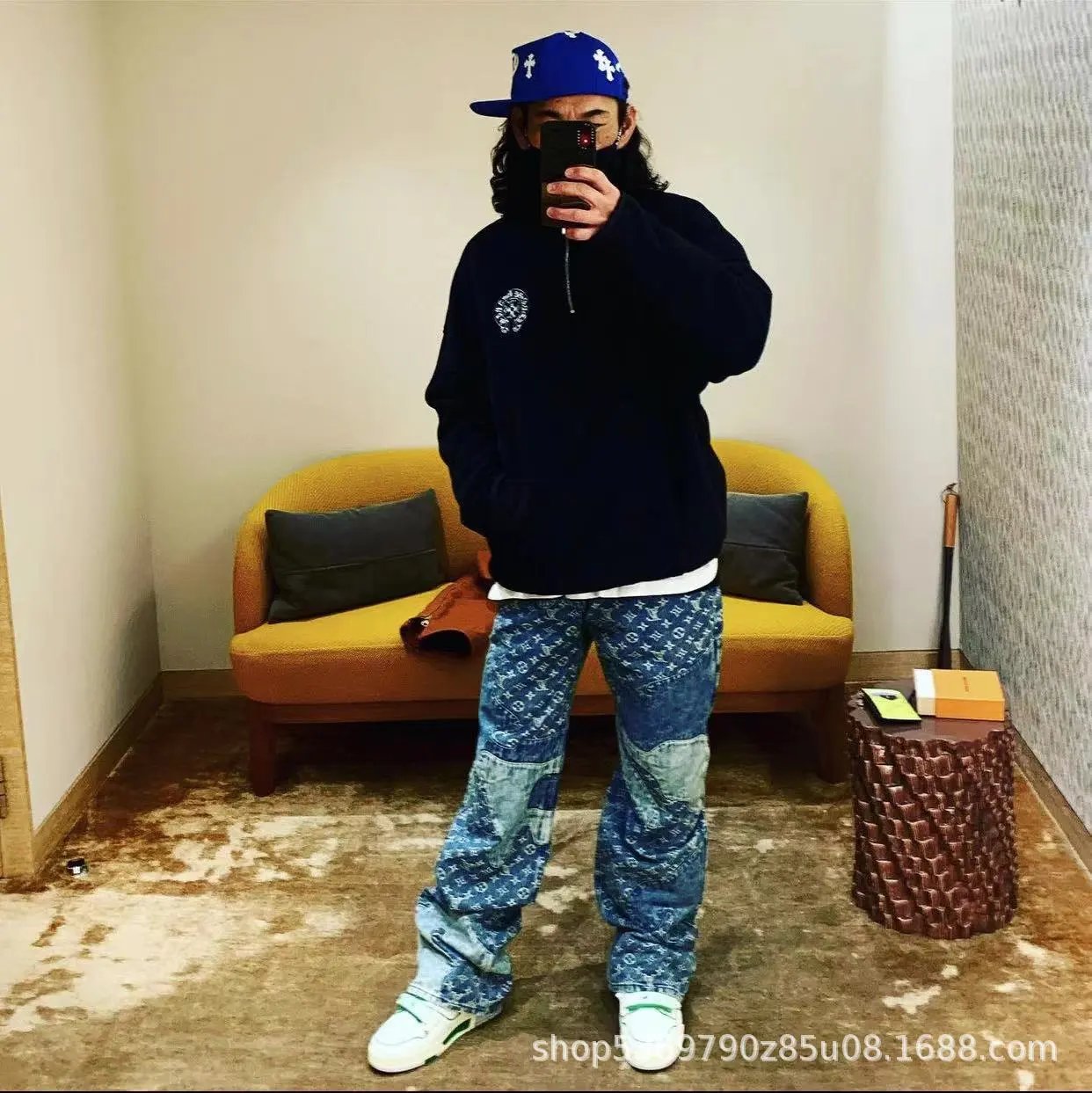 Chrome Hearts Half-Zip Fleece Pullover Navy - 20