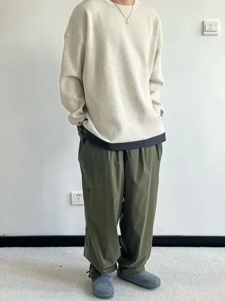 A Bathing Ape Waffle Knit Crewneck Beige Sweater - 12