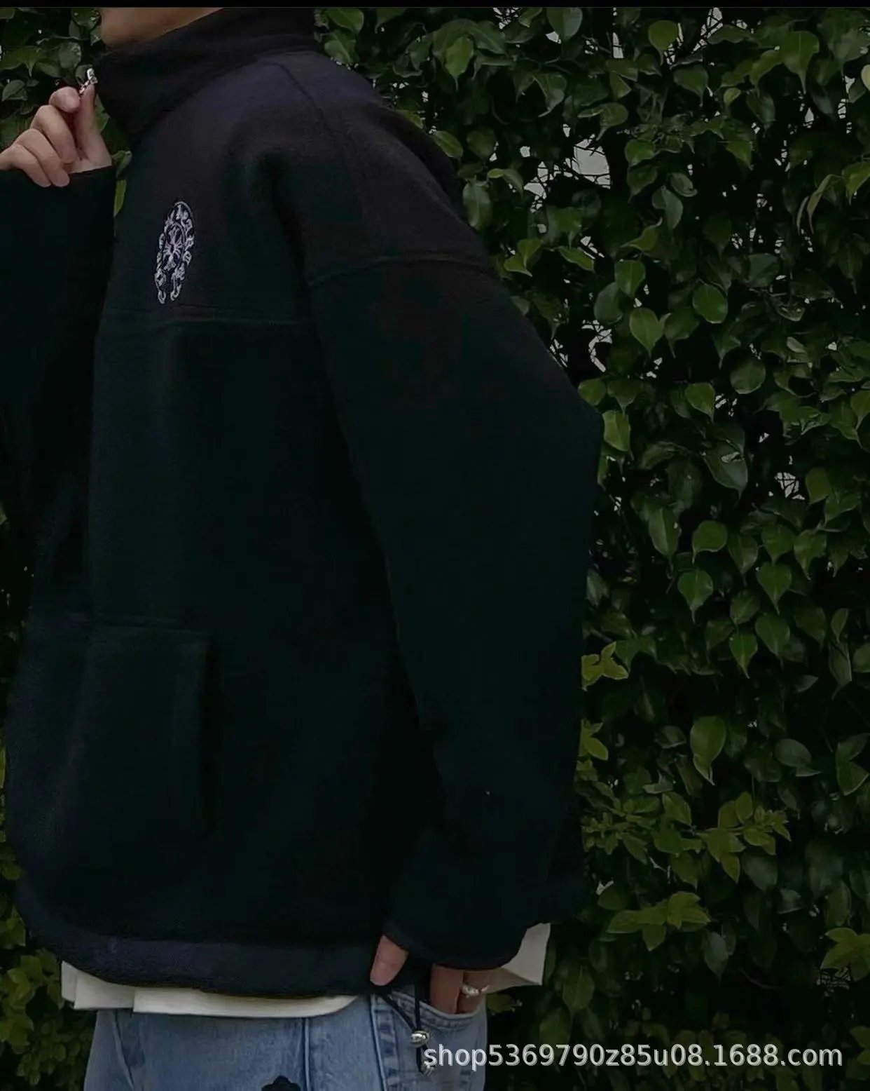 Chrome Hearts Half-Zip Fleece Pullover Navy - 17