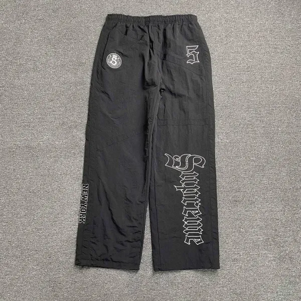 Supreme Gothic Logo Windbreaker Pants Black - 1