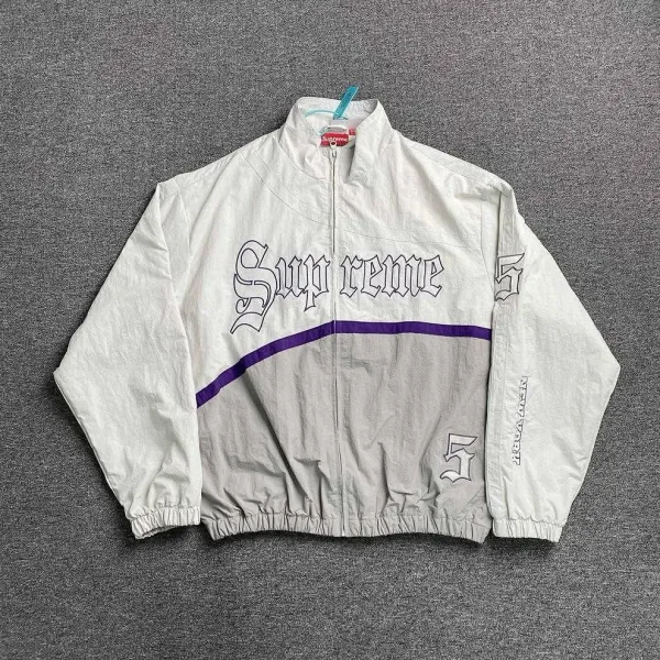 Supreme Gothic Script Windbreaker White/Purple - 1