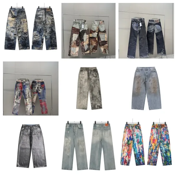 Design Metallic Silver Wide-Leg Jeans - 2