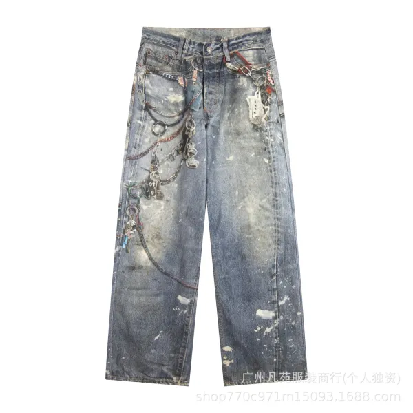 Design Metallic Silver Wide-Leg Jeans - 14